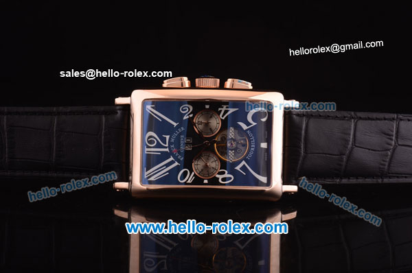 Franck Muller Long Island Tourbillon Automatic Movement Rose Gold Case with Black Dial and White Numeral Markers - Click Image to Close